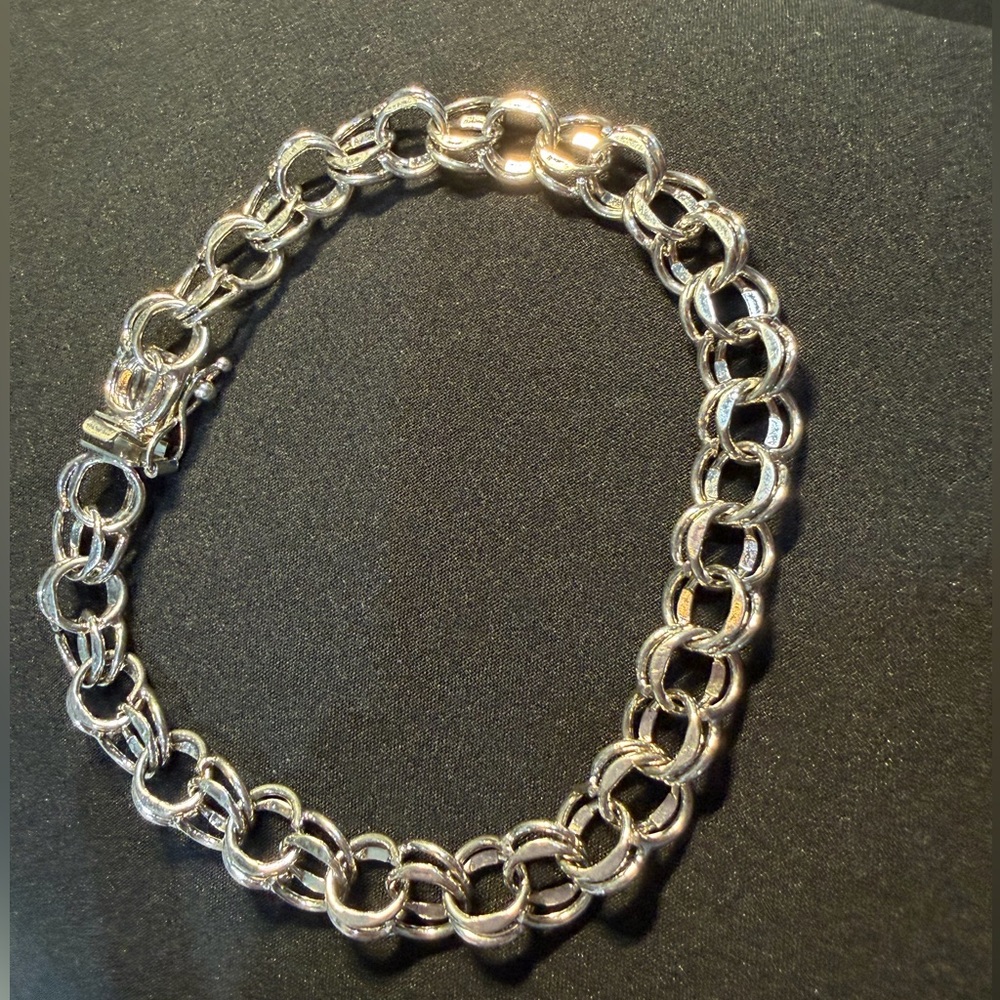 Sterling Silver Double Link Bracelet - Silver